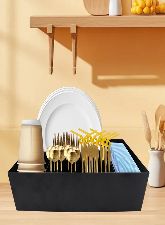 Oooct 7-Compartment Metal Utensil & Paper Plate Organizer - Countertop Holder for Kitchen, Party, Camping - Image 3